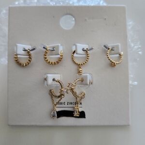 Express Gold Tone Cubic Zirconia Small Hoop Earrings